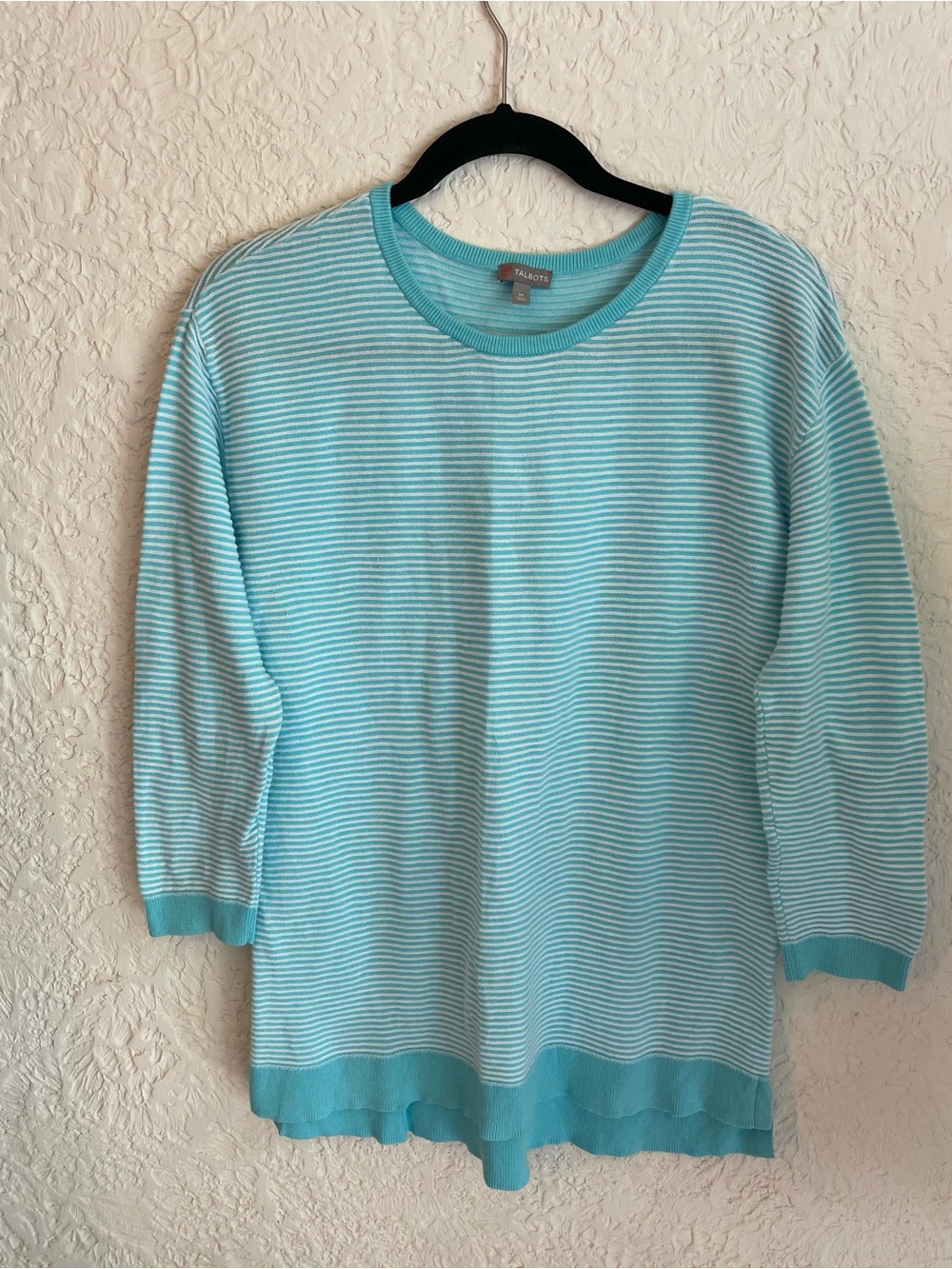 Talbots Mint Green and White Striped Sweater